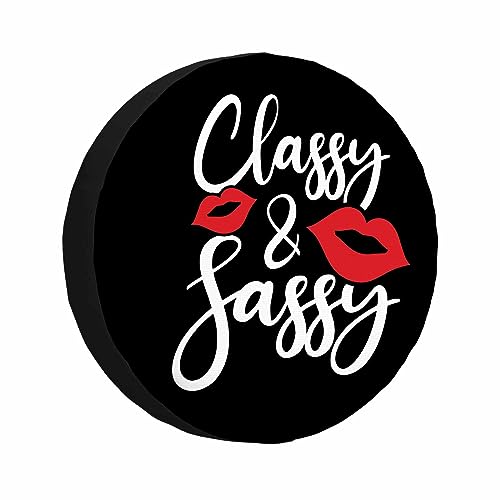 Image of Classy and Sassy Kiss Spare Tire Cover Art Font Sassy Lady Brash Girl Weatherproof Universal Wheel Protectors Camper Tire Covers for Trailer Rv Travel(17 inch)