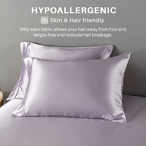 Udeal Queen Sheet Set Satin Sheets And Pillowcase Sets Silky Soft Cooling Bed Sheets Set Deep Pocket Luxury Breathable Sheet 90 Gsm (4 Piece, Lavender) #TOP5