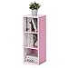 Furinno LUDER Book Shelf, 3-Cube Bookshelf, Bookcase with Open Shelves, 9.3 x 12 x 31.5, for Living Room, Bedroom, Home Office, White/Pink
