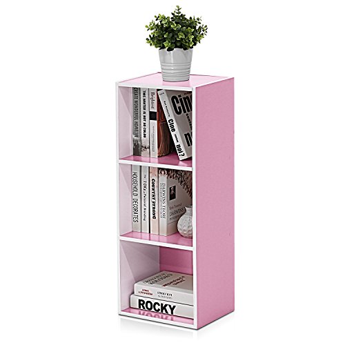 Furinno LUDER Book Shelf, 3-Cube Bookshelf, Bookcase with Open Shelves, 9.3 x 12 x 31.5, Easy Assembly, for Living Room, Bedroom, Home Office, White/Pink by Furinno - Image 5