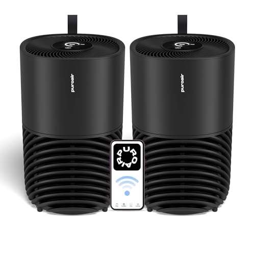 PuroAir 130i HEPA Air Purifiers for Home Pets - Covers Up To 600 Sq Ft - Filters Up To 99.9% of Pollutants, Smoke, Pollen, Dust - Quiet HEPA Air Filter - Air Purifiers for Bedroom (2 Pack)