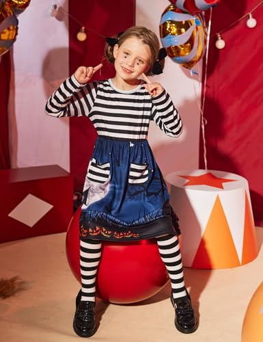 Arshiner Little Girls Dress Long Sleeve Solid Color Casual Skater Pocket Dress2