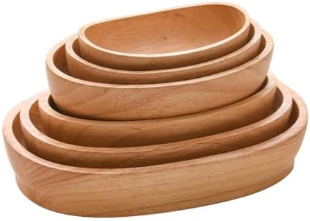 Yemek Tabakları ve Kaseleri Servis Etmek İçin Ahşap Oval Tepsi, Atıştırmalıklar, Kuru Meyveler ve Mutfak veya Sehpa Üzerinde Dekoratif Saklama için (15x8x4.5cm) - Görsel 2