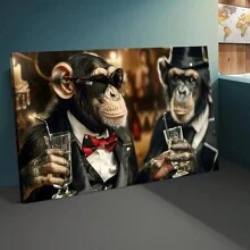 Impression sur toile de singe haute définition avec cadre chic - 2