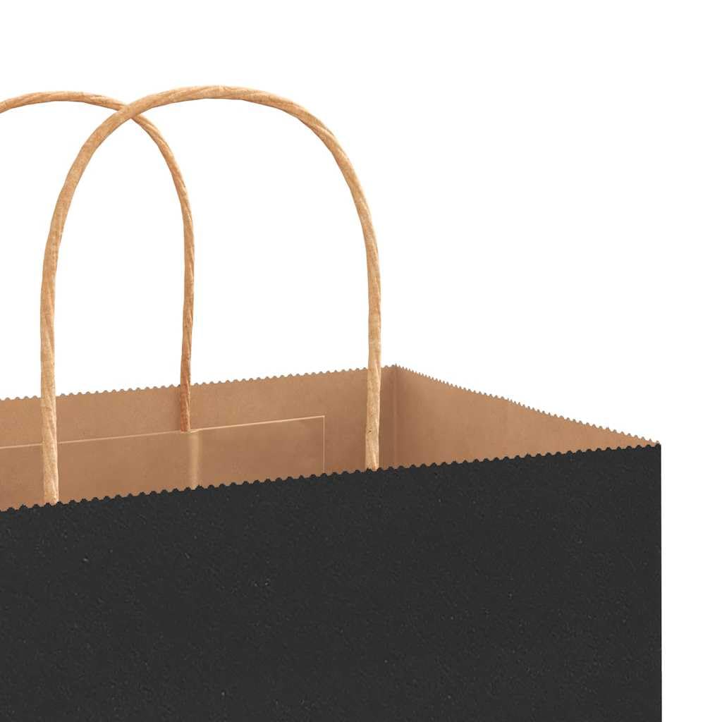 vidaXL Bolsas de Papel con Asas 250 uds Negra 21x11x31 cm