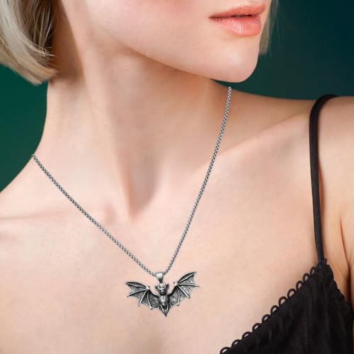Yolev Fledermaus Anhänger Vampir Hexen Zubehör Fledermaus Halskett Kette Vintage Gothic Punk Rock Halloween Karneval Party Vampir Fledermaus-Kostüme Zubehör