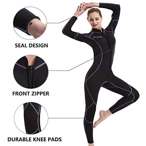 Foto von IFLOVE Damen Neoprenanzug 3 mm Ganzkörper Tauchanzug Lange Ärmel Nassanzüge Neopren Tauchen Surfen Schnorcheln S