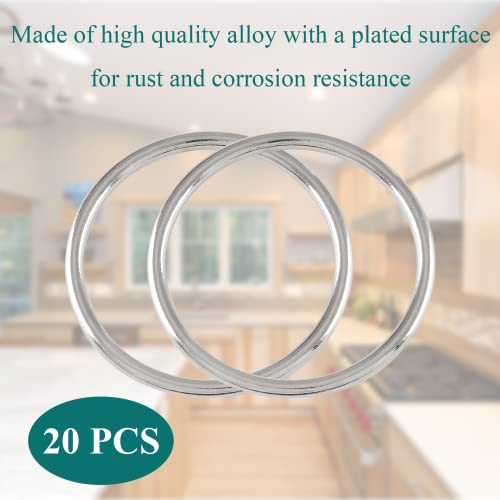 Kemcatui 20 Pcs 2" Welded O Ring, Silver Smoothing Metal O Ring, Round Ring Welded For Camping Belt, Luggage, Dog Leashes, Handbag Accessories #TOP1