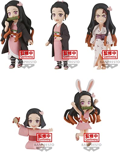 BANPRESTO Pack 1 figuras Nezuko Kamado Word Collectable III Demon Slayer Kimetsu No Yaiba 7 cm Surtide, Solide, Multicolore, 143547
