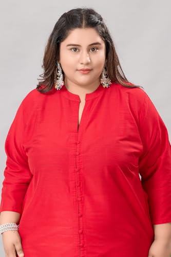 Image of DREAM & DZIRE Women's Silk Blue Straight Kurti for All Plus Size and Small Size