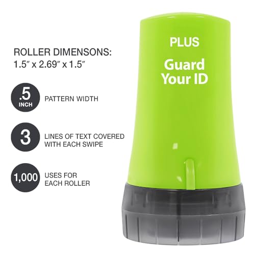 Image of Guard Your ID Advanced Roller 3-Pack - Identity Theft Protection Stamp, Privacy Roller for Mail, Documents & Labels, Shredder Alternative, 1,000 Impressions per Roller (Turquoise, Green, White)