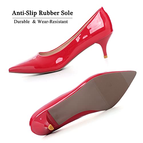 Image of Women's Low Kitten Heel Pumps Classic Fashion Dress Pumps Simple Heeled Shoes for Office Work