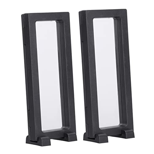 ROMISBABA 2sets Scatola Espositiva Per Gioielli Scatola Monete e Cornice Galleggiante Nero Con Base Realizzata in Plastica e Pellicola in Pe Trasparente Uso Tralicci Tavoli o Casa