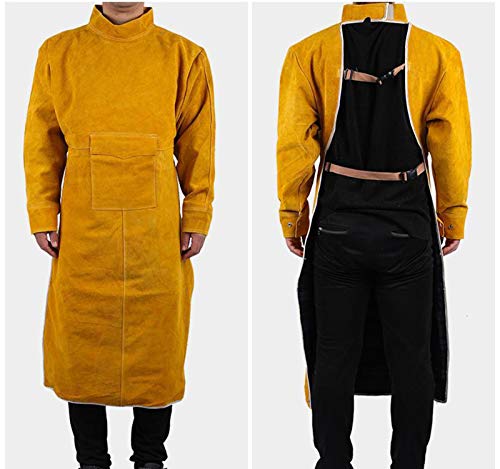 AORISSE Delantal De Soldadura, Chaqueta De Soldadura Protectora De Piel De Vaca Delantal...