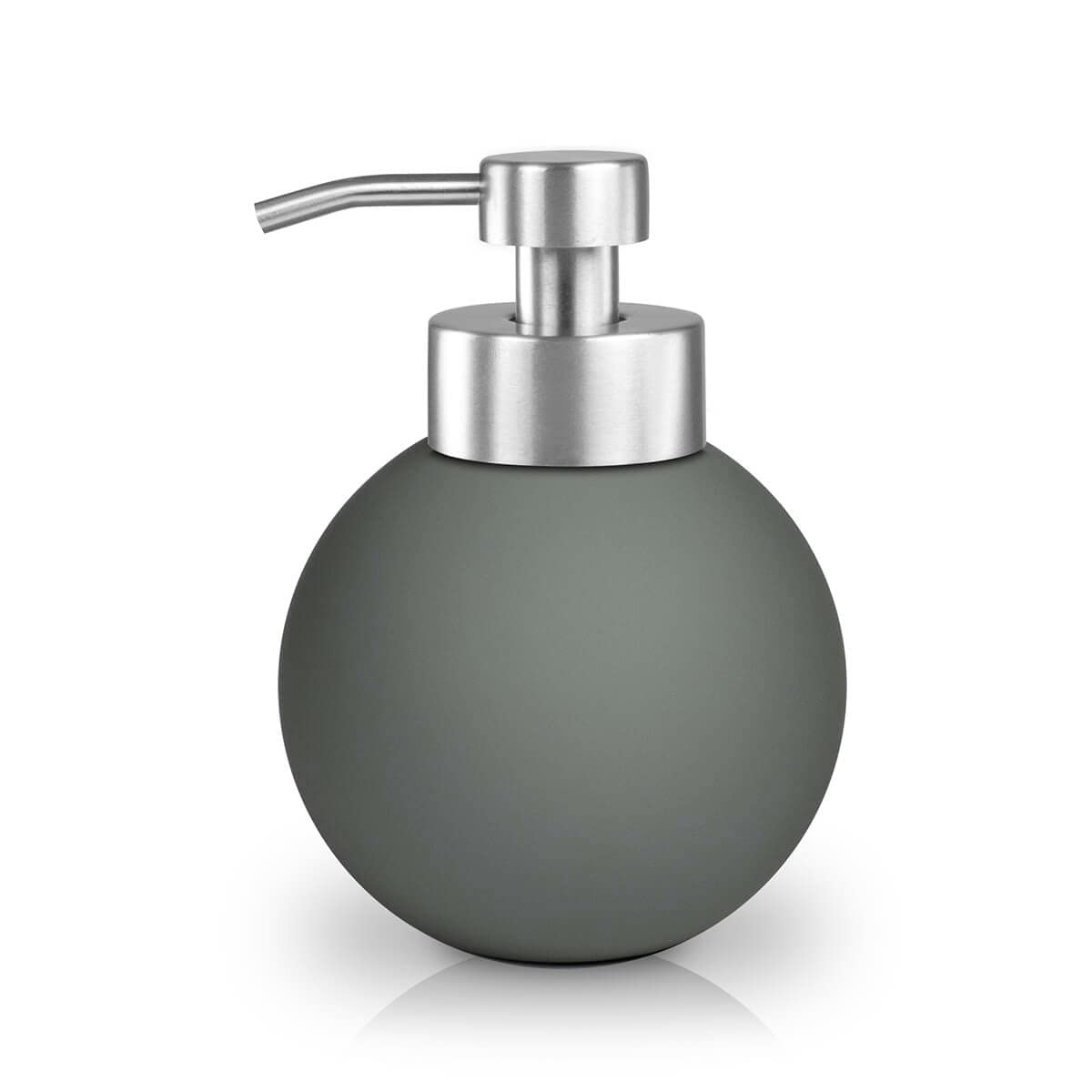 Soap Dispenser Foam | Trend Series | Blue, Grey, Green and Pink | Ceramic and Stainless Steel | 360 ml | Round | for Bathroom and Kitchen (Green)