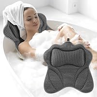 Badewannenkissen,Badekissen Für Badewanne,Kissen Badewanne 4D Mesh mit 6 Saugnäpfeln,Wird verwendet,um zu entspannen,um Nacken,Schultern,Kopf und Rücken zu unterstützen,für Heimspas(Grau)