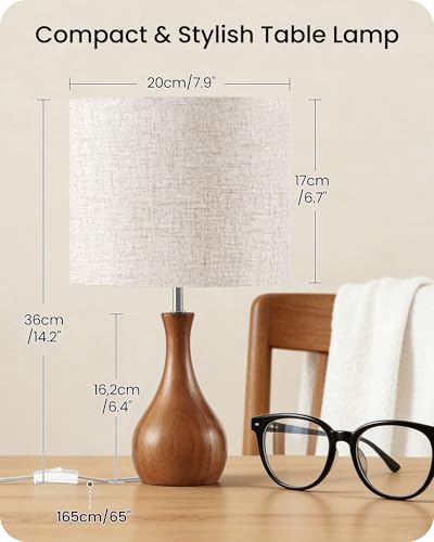 Lámpara de mesa pequeña de madera para dormitorio miniatura 3