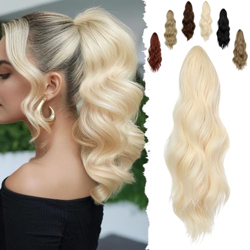FELENDY 16' Ponytail Extension Long Curly Wavy Ponytails Clip in Claw Hair Extension Pony Tails...