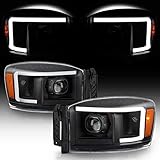 ACANII - For 2006-2008 Dodge Ram 1500 07-09 Ram 2500 3500 Pickup Black Housing LED Tube Projector...