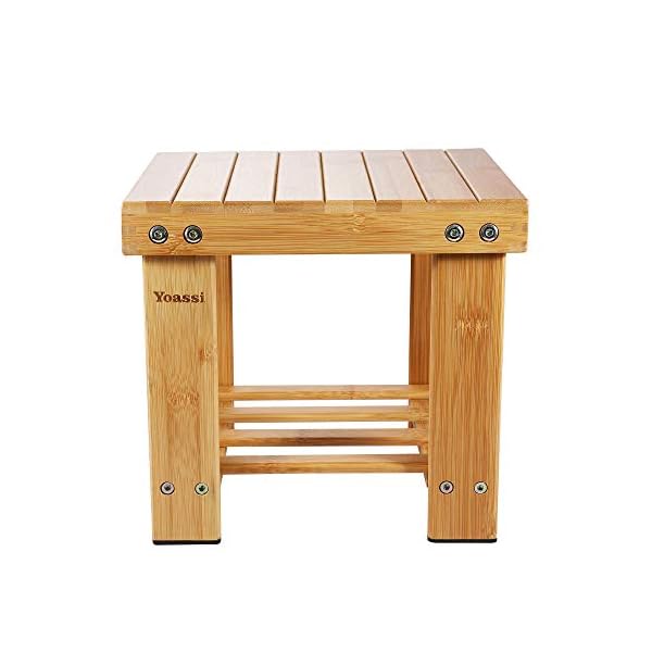 Yoassi Kinder Medium Bambus Hocker Multifunktionale Anti-Rutsch leichte Hocker Schritt mit Lagerregal/Fuß Pads