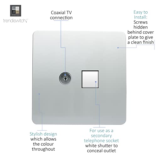 Prise TV et ethernet encastrable salon Trendi couleur argent moderne - 2