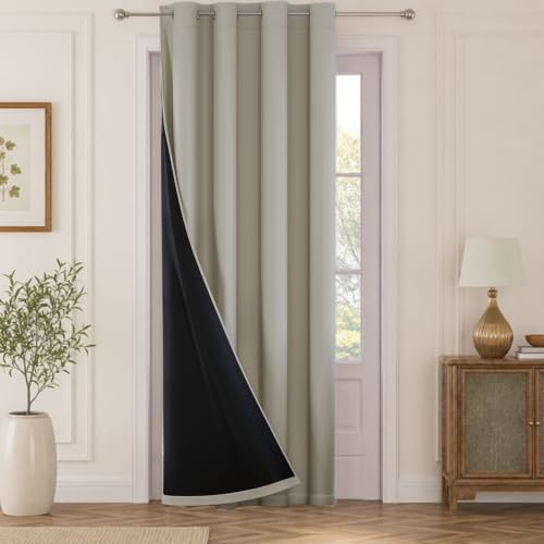 Image of HOKIPO Midnight True Blackout Curtains 7 Feet Long 1 Panel, Taupe