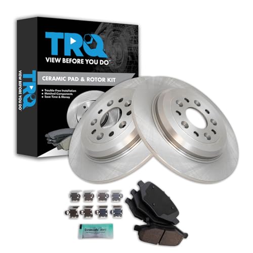 Image of TRQ Rear Brake Pad and Rotor Set Ceramic Rotors Compatible with 2012 Lincoln MKS