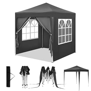 WOLTU PVL0013 Vouwpaviljoen, 2 x 2 m, met 4 zijwanden, partytent, waterafstotend, uv-bescherming 50+, in hoogte verstelbaar tuinpaviljoen, met draagtas, voor outdoor, tuin, camping, PVL0013
