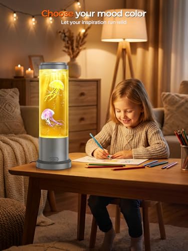 Image of Jellyfish Lamp,16 Color Mood Night Light, Whisper-Quiet Sensory Aquarium Light, Dual Power Mode Decorative Night Lamp with Remote Control & Timer Suitable for Home Office Decoration and Gifts