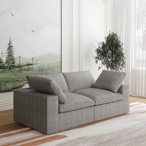 Image of JACH Modular Sectional Couch, Love Seat Sofas, Modern Convertible Cloud Couch, Cushion Covers Removable, Comfy Sectional Sofa for Living Room Apartment (Grey)