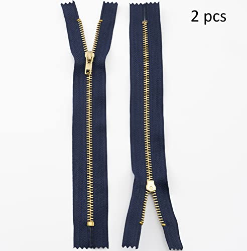 AERZETIX - C61315-2er-Set nicht trennbare Reißverschlüsse 20 cm aus metall - zipper - Farbe dunkelblau - nähzubehör lederwaren etuis röcke kleider hosen kurzwaren