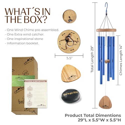 UpBlend Outdoors Wind Chimes for Outside, Gift for Mom, Deep Tone, Sympathy Gifts for Loss of Loved One, Patio Decoration, Memorial Windchimes, 29" Blue - Thumbnail 5