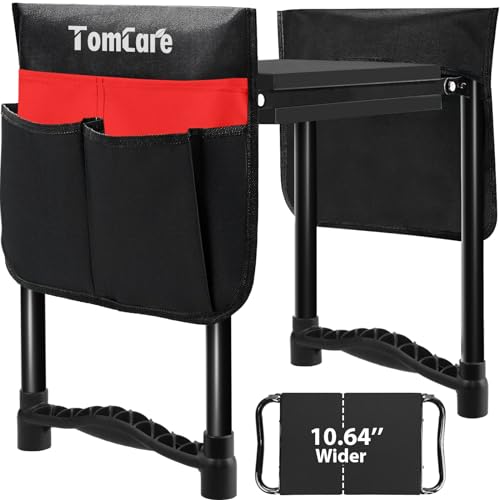 Image of TomCare Garden Kneeler and Seat 10.64 inch Wider Larger Soft Kneeling Pad Garden Bench with 2 Large Tool Pouches Heavy Duty Garden Stool Foldable Tools Gardening Gifts for Women Men Gardeners,Black