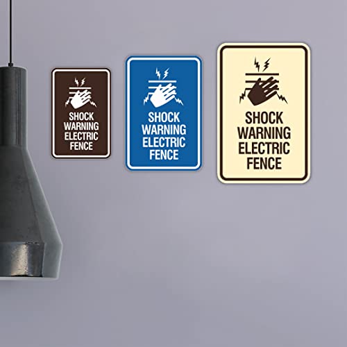 Signs ByLITA Portrait Round Shock Warning Electric Fence Sign (Black/Gold) - Small - Thumbnail 5