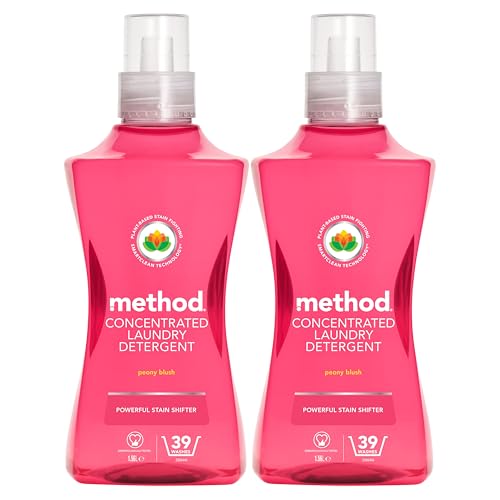 Method Concentrated Laundry Detergent, Washing Liquid Fresh Peony Blush Scent, 2 x 39 Washes,​ 2 x 1.56L