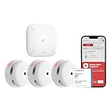 X-Sense Wi-Fi Smoke Alarms for Home with SBS50 Base Station, Wireless Interlinked Smart Smoke Alarm Home Security System, Smart Fire Alarm, Compatible with X-Sense Home Security APP, FS31