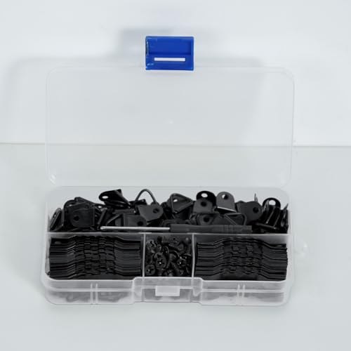 Picture Hanging Kit 251 PCS, Include 50 Sawtooth Picture Hangers, 50 D Ring Picture Hangers, 150 Screws and 1 Screwdriver, Picture Frame Hanging Hardware, Picture Frame Hanging Kit for Wall, Black