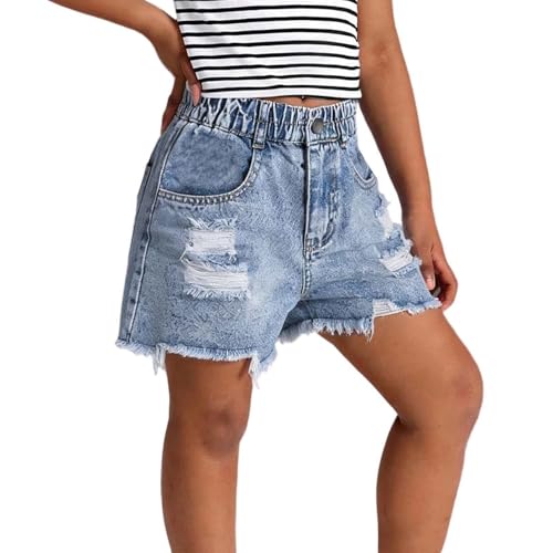 Pantalones cortos vaqueros de talle hasta la rodilla para adolescentes con estilo urbano diario