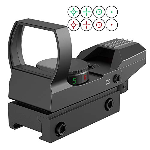 JASHKE Visor de Punto Rojo Iluminaci�n Roja y Verde con Miras Telesc�picas de 4 Ret�culas para Riel de 20 mm