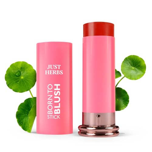 Image of Just Herbs Dewy Glow Blush Stick with Shea Butter & Cica for Eyes Cheeks and Lips For Women