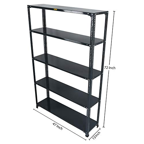 Image of Mil-Nil Prime CRC Sheet 5 Shelf Multipurpose Slotted Angle Rack, 72 x 47 x 15 Inch, 18 Gauge (Grey) 14 Gauge Angles
