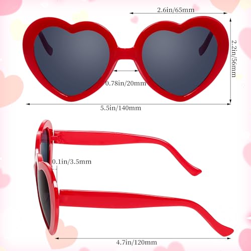 6 Pack Valentines Heart Sunglasses Neon Colors Vintage Sunglasses for Women Girls Halloween Cosplay Party Favor2