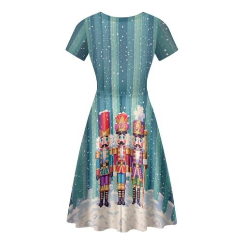Image of POLERO Sunflower Dress for Women Floral Summer Dresses Short Sleeve Casual Sundresses Midi Dresses