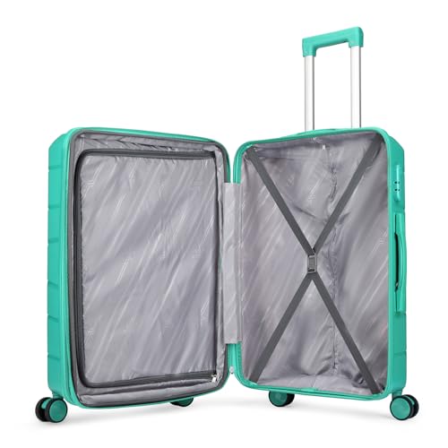 Image of VIP Pristine Hardsided 8 Wheel Polypropylene (Pp) Spinner Suitcase With Large Expander,Combination Lock And 5 Years International Warranty (Aqua Blue, (Cabin+Medium+Large)), 60 Cm