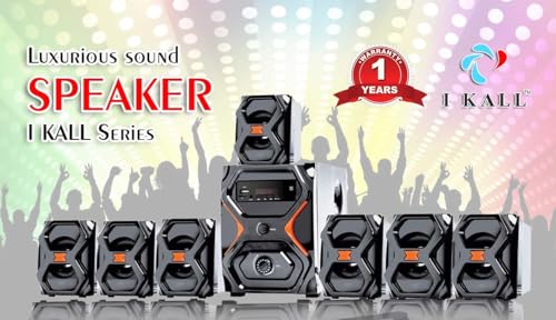 IKALL IK2222 - Home Theater 7.1 Channel Party Speaker System (Bluetooth, Aux, USB and FM Connectivity) (Black) 4 41mPio4deXL