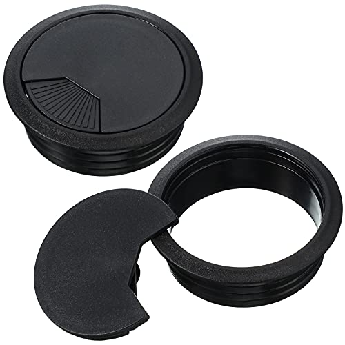 Patelai 2 Pieces Desk Grommet, Desk Cable Wire Grommet Cord, PC Computer Desk Plastic Grommet, Tidy Wire Hole Cover Wire Organizers, 60 mm/ 2.36 Inch Mounting Hole Diameter (Black)