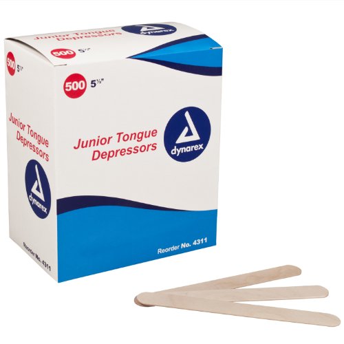 Image of Dynarex Tongue Depressor Jr, 5-1 /2 Inches, Non-Sterile, 500 Count (Pack of 2)