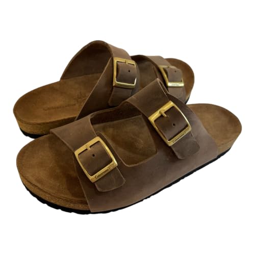 Image of Heritage - Premium Leather Two-Strap Comfort Sandal | Genuine Leather | Brown | UK 4-9 (EU 37-43)