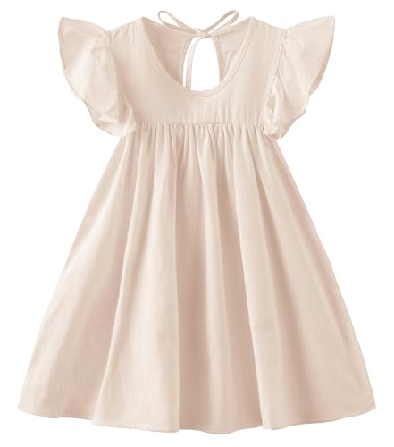 Toddler Girls Ruffle Sleeve Cotton Linen Dress