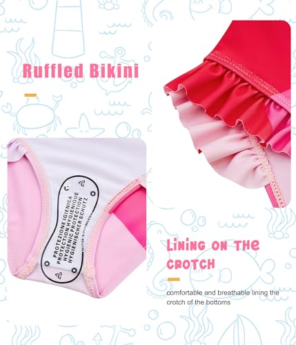 Image of Girls Swimsuit One-piece Bikini Set Two Sets Matching Bathing Suits 2-6T Adjustable Strap Summer Beach